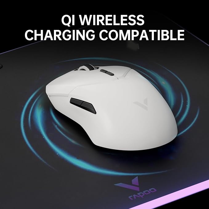 Rapoo VT9PRO 4K Wireless Gaming Mouse, PAW 3398 Sensor, 26000 DPI, 4KHz Polling Rate, 0.25ms Response Time, Lightweight, 10 Programmable Buttons, 180h Battery Life, On-Board Memory, PC - White