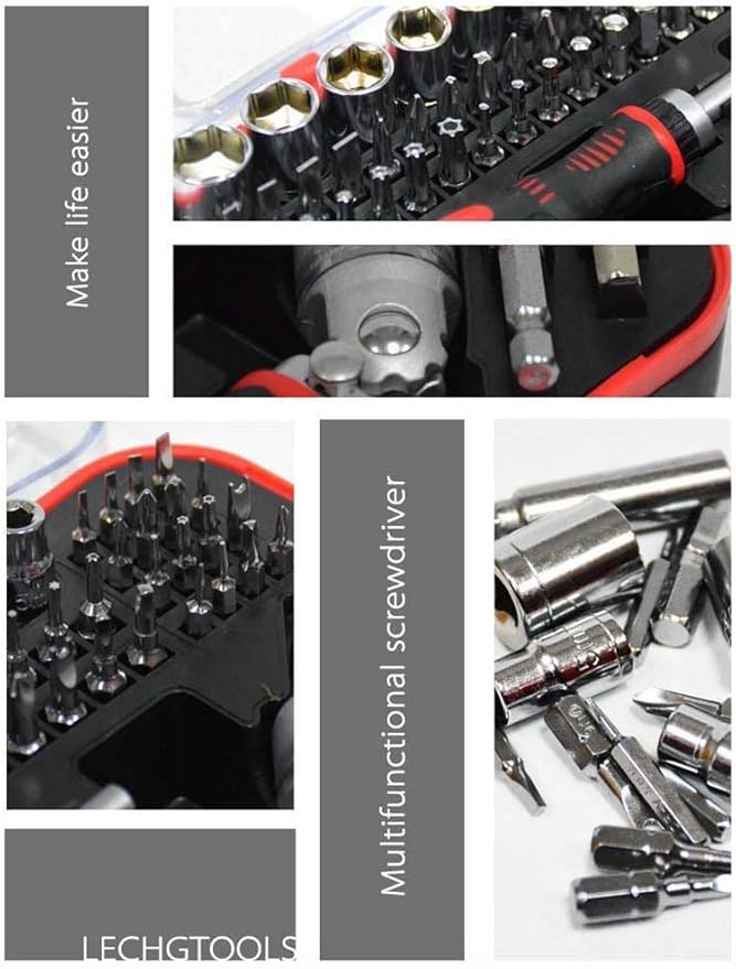 61 in 1 Magnetic Screwdriver Set, DIY Ratchet Screwdriver Set, Multi Bit Magnetic Drive Set with Detachable Ratchet Handle, Portable Compact Repair Tool Kit