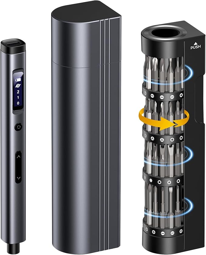 LIFEGOO Mini Electric Screwdriver Set: 66 in 1 Cordless Electric Precision Screwdriver Set - 60 Magnetic Bits, 3-Level Torque, Mini Power Screwdriver Repair Tool Kit for Phone Watch Camera Laptop PC