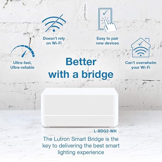 Lutron Caseta Deluxe Smart Light Switch Kit w/ Wall Plate and Smart Hub, Compatible w/ Alexa, Apple Home, Google Home, Single-Pole/3 Way, 5 Amp, P-BDG-PKG2WS-WH