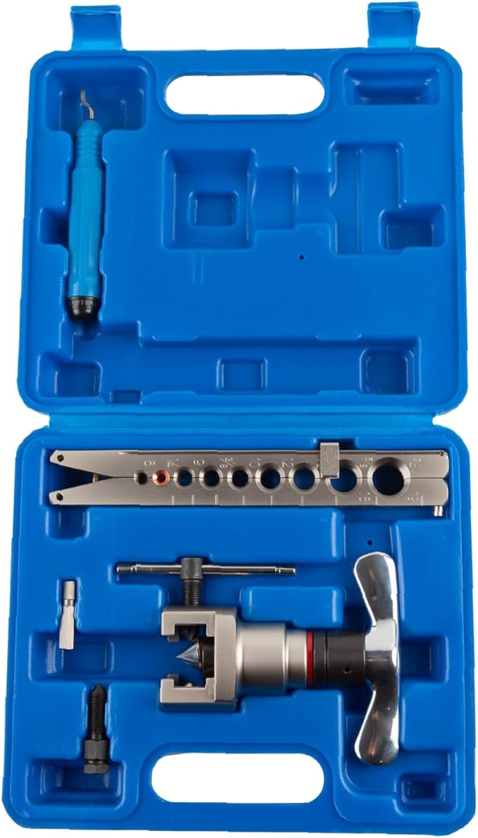 Wostore Manual & Electric Eccentric Flaring Tool - 9 Dies for Eccentric Flares on 6mm,1/4",9mm,3/8",10mm,12mm,1/2",5/8"(16mm)&3/4"(19mm) Copper Pipes - Ideal for Refrigeration HVAC Plumping Work…