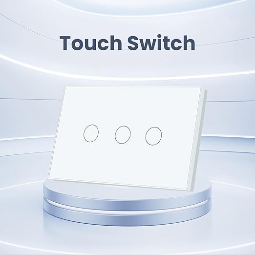 Light Switch No Neutral Wire,Single Live Wire Light Switch No WiFi,Tempered Glass Panel,Total Power Maximum 1000W,FCC Certification,White 3 Gang