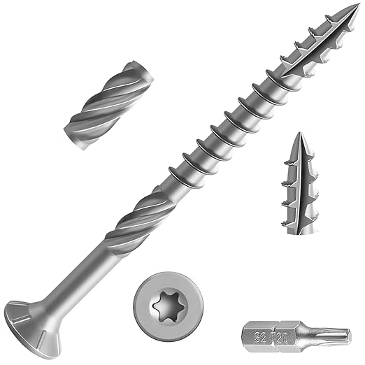 #10 * 2-1/2" 304 Stainless Steel Deck Screws, (447pcs) 5 lbs.Exterior Wood Screws, Rust Resistant Epoxy Coated, Bronze, T20 Star Bit