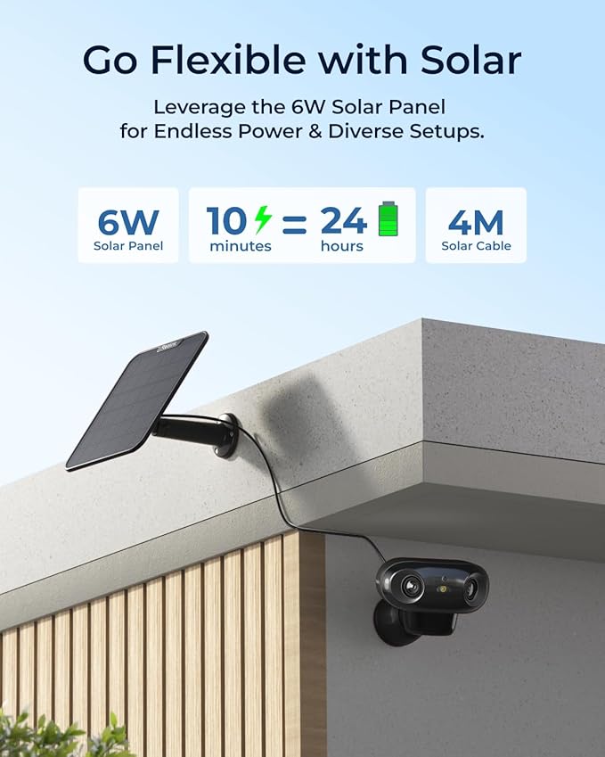 REOLINK Argus 4 Pro Black, 4K Dual-Lens 180° Solar Security Cameras Wireless Outdoor, 8MP ColorX Night Vision for Home Surveillance, 5G/2.4GHz WiFi, AI Detection, No Subscription, Home Hub Compatible