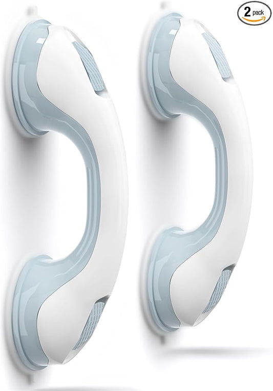 AirTight® Grab Bars for Shower Heavy-Duty (2Pack) 12.3-Inch ADA Compliant Grab Bar for Seniors Shower Handles for Elderly Suction Handicap Safety Handrail for Bathroom Bathtubs Toilet Tiles Glass