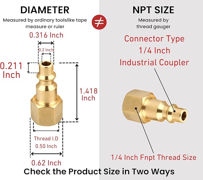 Coupler and Plug Kit (28 Piece), Industrial Type D, 1/4 Inch NPT, Solid Brass Quick Connect Air Hose Fittings Set, with Sealant