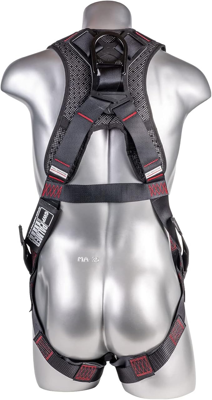 Palmer Safety Full Body Harness with 5 Point Adjustment, Dorsal D-ring, Grommet Legs, Two Side D Rings, and Fall Indicators