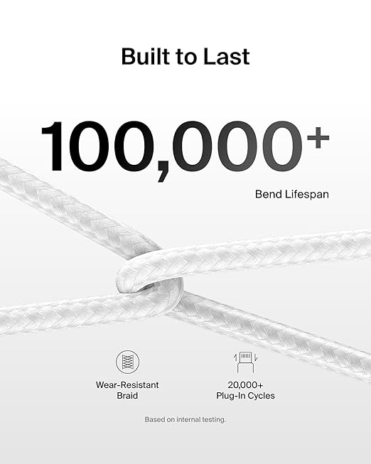 Belkin USB C to USB C Cable 2-Pack, 6.6ft, 60W - Type C Charger, iPhone Charger Cord, Soft, Braided, Flexible for iPhone 16, Galaxy S25, Pixel 9, Airpods, iPad Pro & More, Travel Essentials - White