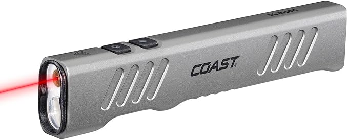 Coast Slayer Laser 1000 Lumen USB-C Rechargeable LED Flashlight with Pocket Clip - 5 mW Laser, 650 nm Wavelength
