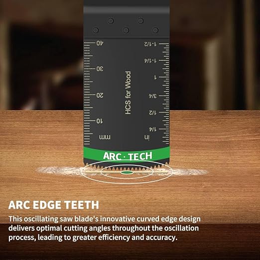 33PCS Oscillating Multi Tool Blade Kit, Professional Titanium Plated and Curved Edge Saw Blades with Quick Change Adapter, Professional Precision Cutting Blades for Wood/Metal, Plastic, DIY Projects