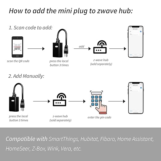 Minoston Z-Wave Plug 800 Outdoor Dimmer Zwave Dimmable Smart Plugs Outlet Switch, Z-Wave Hub Required, IP65 Weatherproof, Built-in Repeater, Work with SmartThings, Wink, Hubitat, Black (MP22ZD)