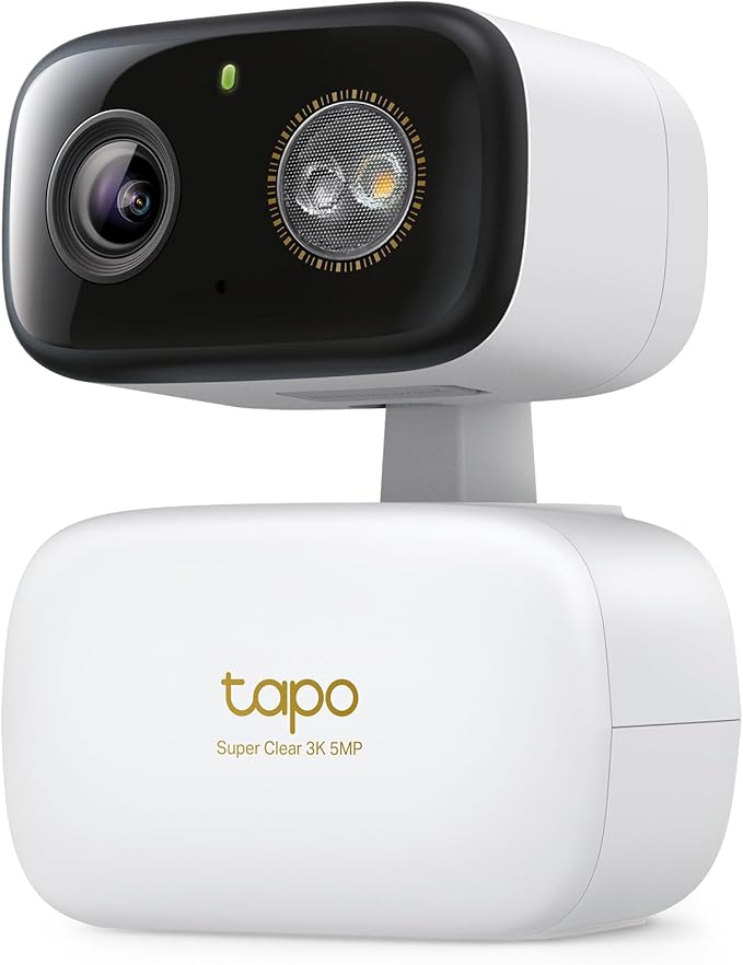 Tapo 3K 5MP Wired Pan/Tilt Indoor/Outdoor Security Camera, Free Person/Vehicle/Baby Cry Detect & 360° Motion Track, Color Night, SD/Cloud, Wrks w/Alexa & Google Home, 2.4 GHz WiFi, HybridCam 360