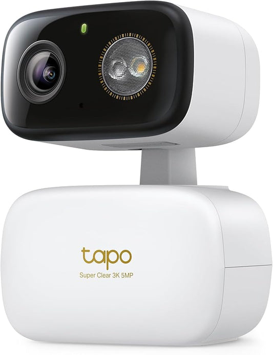 Tapo 3K 5MP Wired Pan/Tilt Indoor/Outdoor Security Camera, Free Person/Vehicle/Baby Cry Detect & 360° Motion Track, Color Night, SD/Cloud, Wrks w/Alexa & Google Home, 2.4 GHz WiFi, HybridCam 360