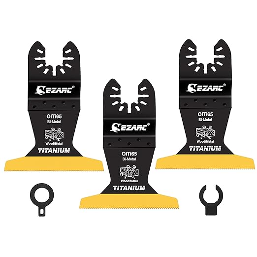 EZARC Titanium Oscillating Saw Blades, 3 PCS Extended Multitool Blades for Metal, Wood Nails, Screws Cutting, Plastic