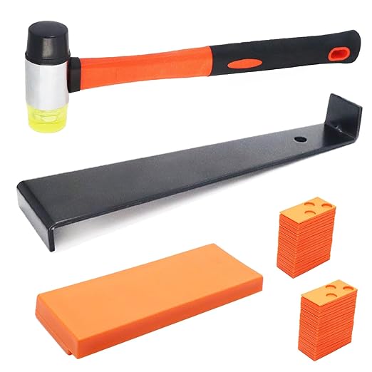 Laminate Wood Flooring Installation Kit, Tapping Block for Vinyl Plank Flooring, Heavy Duty Pull Bar, 40Pcs Floor Spacers, Rubber Mallet. Vinyl Floor Installation Kit
