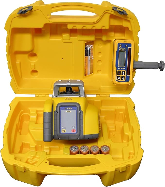 Spectra Precision LL300N Laser Level, Self Leveling Kit with HL450 Receiver, Clamp, Alkaline Batteries Black