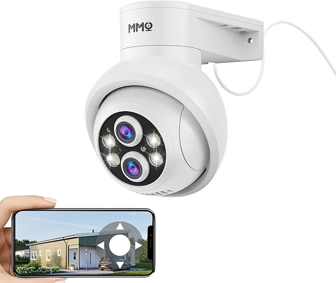 MMQ Security Camera Wireless, 2MP Dual Lens Camera for Home Security, Outdoor Camera PTZ with 10X Hybrid Zoom, Auto Tracking Human Detection, 2-Way Talk, Color Night Vision, Compatible with Alexa