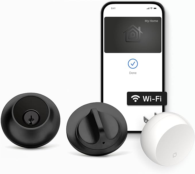 Level Lock+ WiFi Deadbolt Smart Lock - World's Smallest Smart Lock Plus Apple Home Key - Lock/Unlock Anywhere - Level App for iOS & Android - Works with Apple Home, Alexa, Google Home (Matte Black)