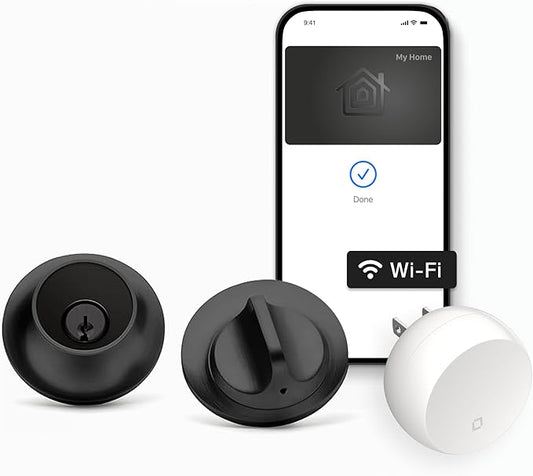 Level Lock+ WiFi Deadbolt Smart Lock - World's Smallest Smart Lock Plus Apple Home Key - Lock/Unlock Anywhere - Level App for iOS & Android - Works with Apple Home, Alexa, Google Home (Matte Black)