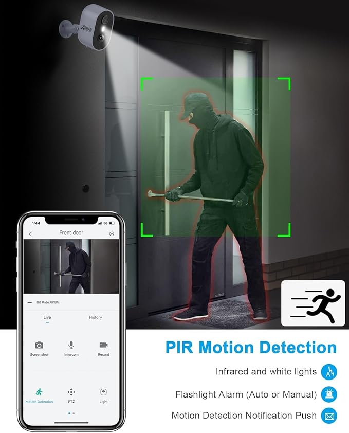 ANRAN 5MP Solar Security Cameras Wireless Outdoor for Home Security, Color Night Vision WiFi Surveillance Home Camera with Solar Panel, Spotlight, PIR Detection, 2-Way Talk, 2 Packs