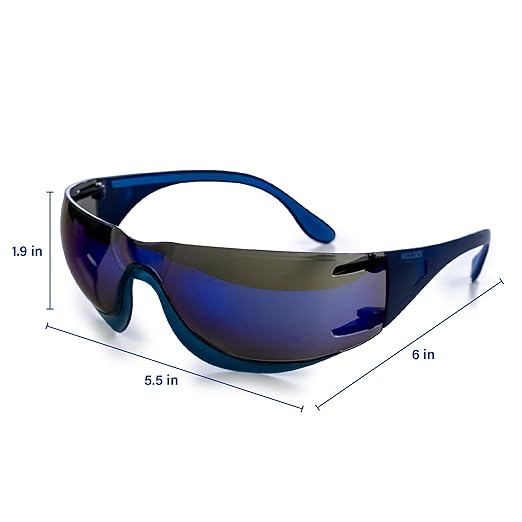 Moldex Adapt Safety Glasses, Anti-Fog, Scratch & UV Resistant, Blue Mirror, Blue Temples; Blue Soft Grip Rails, PPE Work Eyewear Protection Men, Women, Unisex, 12-Pack, 5002M-2