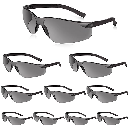 Tinted Safety Glasses Bulk of 10 ANSI Z87.1 Protective Eyewear Scratch-Resistant for Work, Lab, Construction