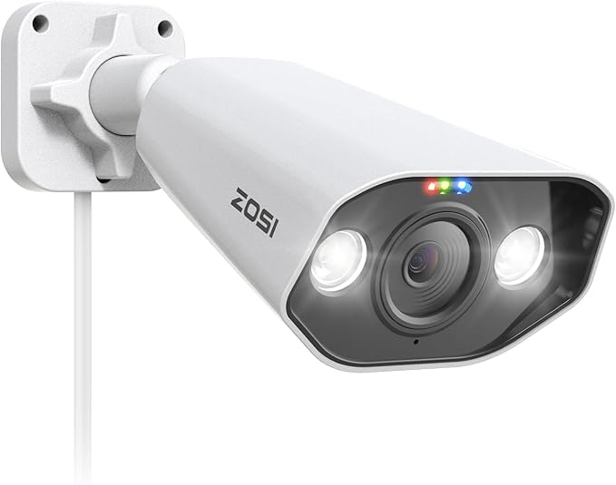 ZOSI 5MP PoE Add-on Camera, Face Person Vehicle Detection, 2 Way Audio, Starlight Night Vision, Sound&Light Siren, 3K Weatherproof Outdoor Indoor Home Bullet IP Cam, Only Compatible with ZOSI POE NVR