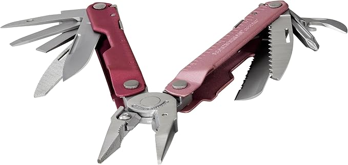 LEATHERMAN, Rebar Multitool with Premium Replaceable Wire Cutters and Saw, Heathered Cranberry