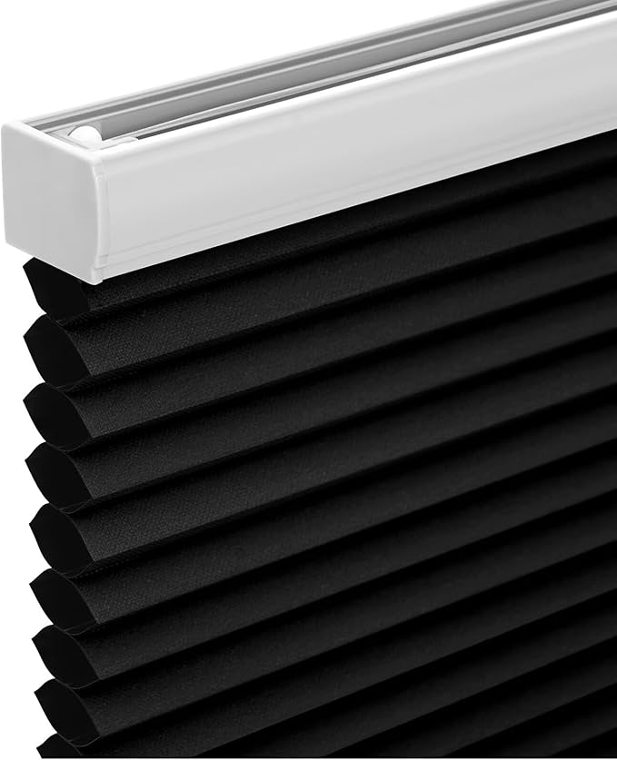 Changshade Cordless Cellular Shades, Blackout Honeycomb Shades for Windows, Pull Down Pleated Blinds, Easy to Install for Indoor Windows and French Doors,36" W x 72" H, Black