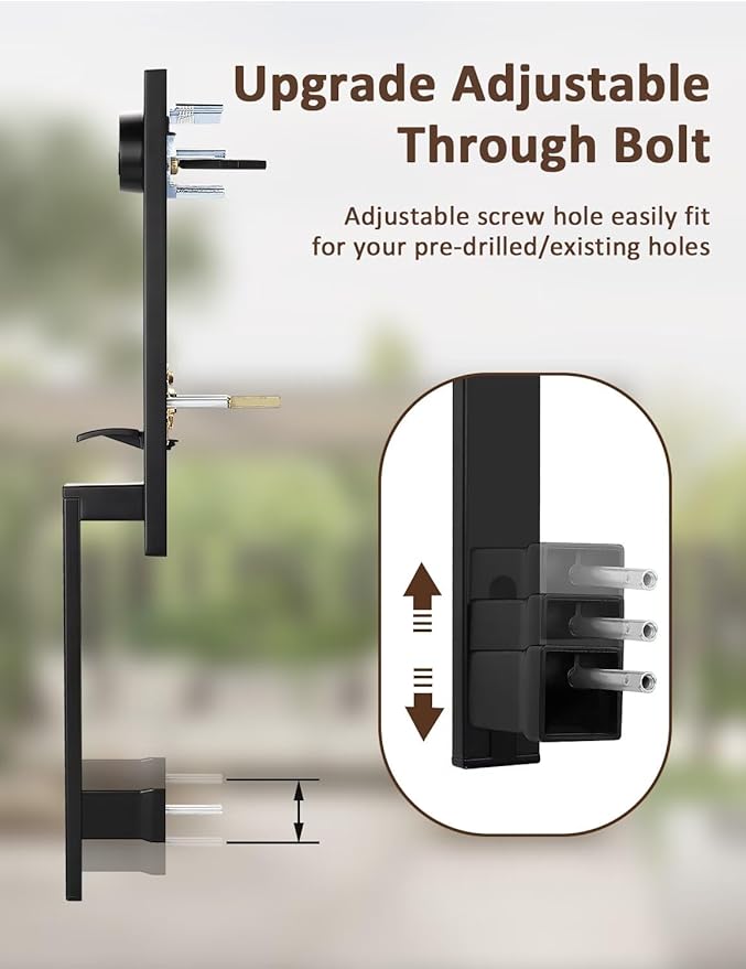 Smart Entry Door Lock Set, Electronic Full Escutcheon Door Handle, Digital Keypad Deadbolt with App, Heavy Duty Black Front Door Handle with Single Cylinder Deadbolt, Auto Locking