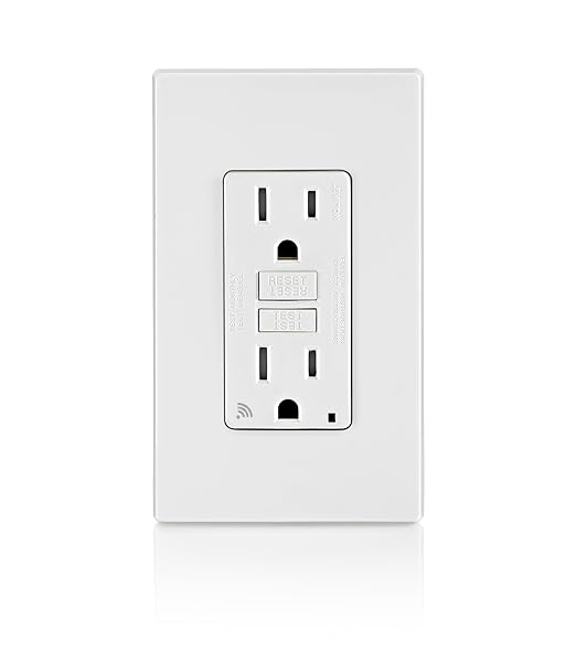 Leviton Smart GFCI, 15 Amp, Self Test, Tamper-Resistant with LED Indicator Light, Send Notifications Directly to Your Smartphone, D2GF1-KW, White