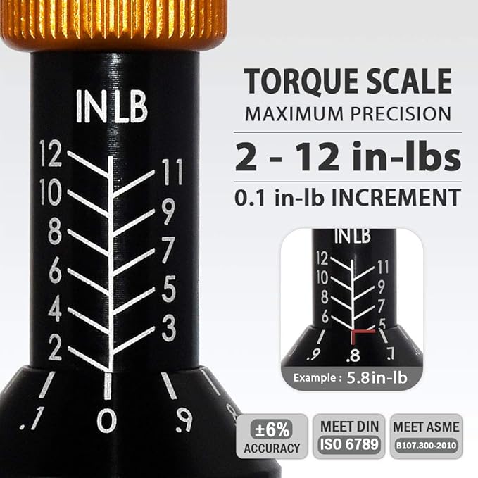 FIRSTINFO H51832 Precision Certified Limited/Limiting Torque Screwdriver 2-12 in-lbs with 1/4 Inch Universal Hex Bit Holder Quick Release Design