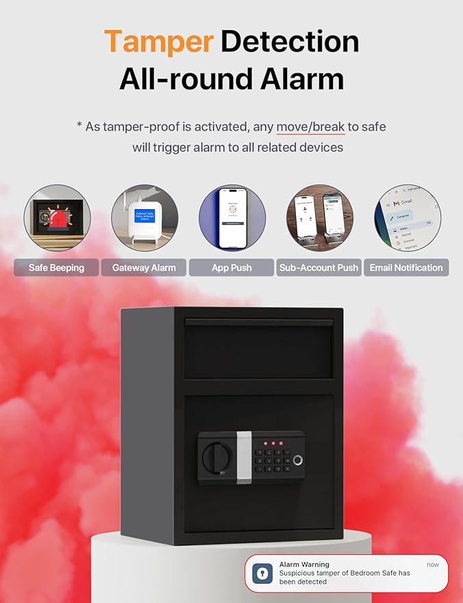 FORFEND Smart Home Safe | WiFi Safebox App Lock/Alarm | Voice Command, Kidnap Alarm, Tamper Detect, Frozen Mode, Sub Account| Digital Safes Anti Theft