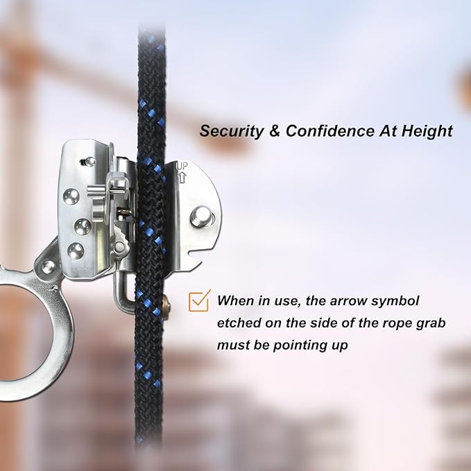Stainless Steel Anti Panic Trailing Rope Grab, for 5/8" Rope Diameter Fall Protection