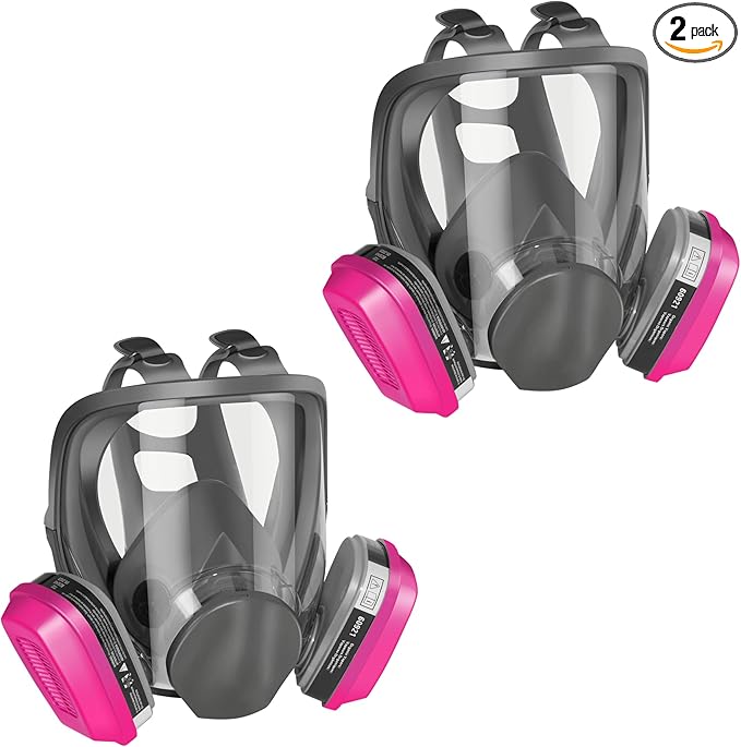 Full Face Respirator Mask 2 Sets with 60921 Filter - for Protection Against Gases Dust Organic Vapors Spray Sanding welding 6800