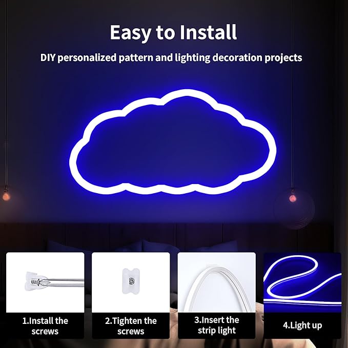 iNextStation 12V Blue LED Strip Lights 16.4FT, Flexible Silicone Neon Rope Light with Power Adapter, Waterproof, Cuttable, Dimmable & Linkable, for Cabinet, Ceiling, Wall, Bedroom, Kitchen, Garage
