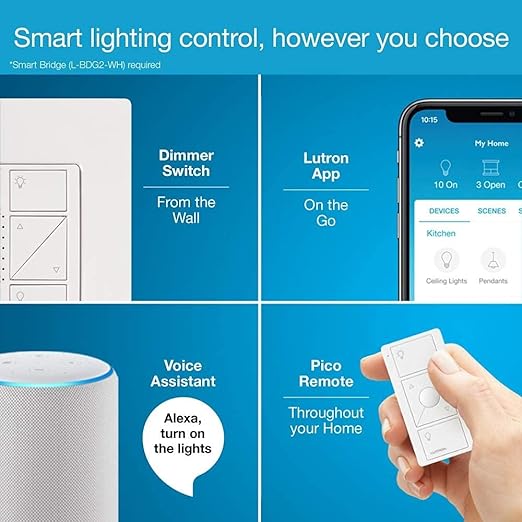 Lutron Caseta Original Smart Dimmer Switch (Lutron Smart Hub Required), for LED Lights, 150 Watt, Single-Pole/3-Way, No Neutral Required, PD-6WCL-BL-2-Pack, Black