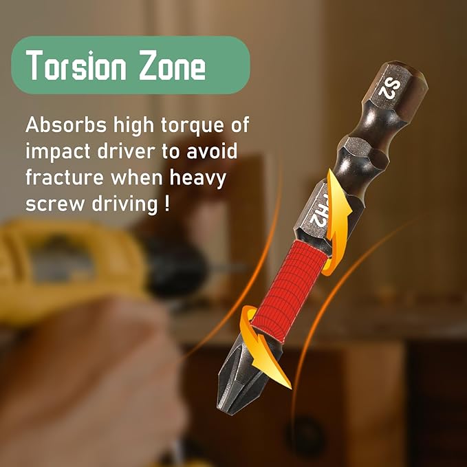 Impact #2 Phillips Screwdriver Bit Set, 10 Pieces 2” S2 Steel Magnetic PH2 Tips Driver Power Bit Set with Organizer Case