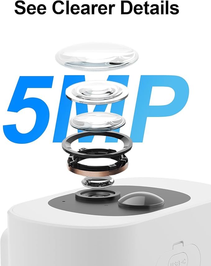 ANRAN 5MP Solar Security Camera Outdoor, Wireless Battery Powered WiFi Camera for Home Surveillance with Buit-in Solar Panel, Color Night Vision, 2-Way Audio, Siren Alarm, Works with Alexa, C3 Max