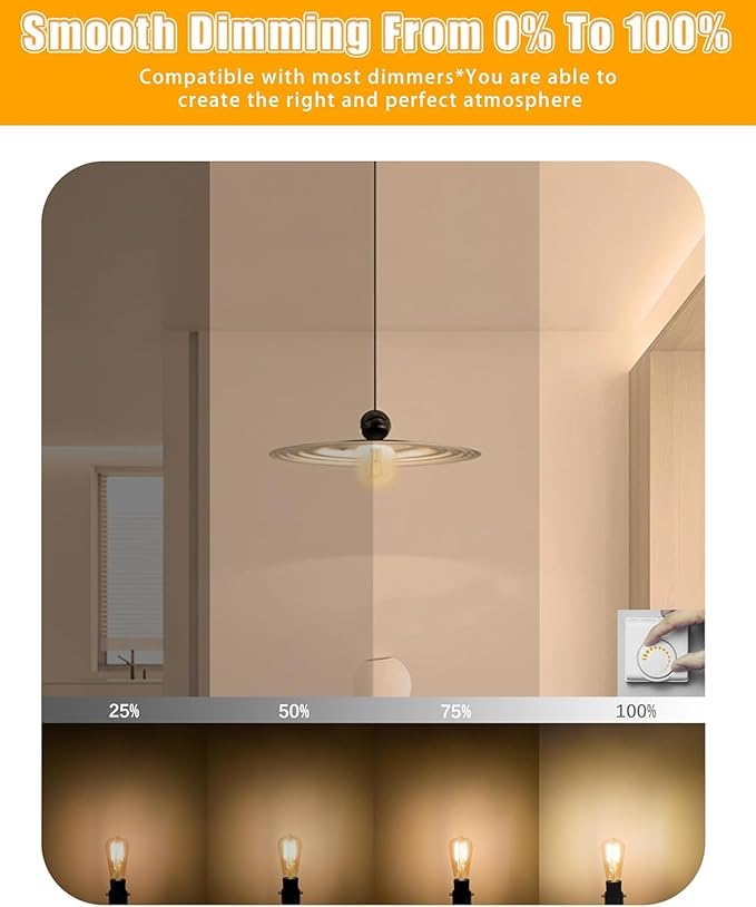 Mastery Mart 90 Pack Vintage LED Light Bulb 2700K Soft White, Dimmable, 5.5W (60 Watt Equivalent), ST21/ ST64 Clear Glass Antique Edison Style, 500LM E26 Decorative Filament Bulb