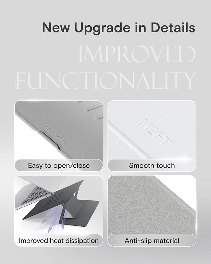 MOFT Invisible Laptop Stand for Desk, Stick-Free Tablet and Computer Stand with Dual-Angle, Foldable&Portable Laptop Riser Holder, Fits 13"+ Tablets & 15"+ Laptops, Misty Cove (Non-Adhesive Version)