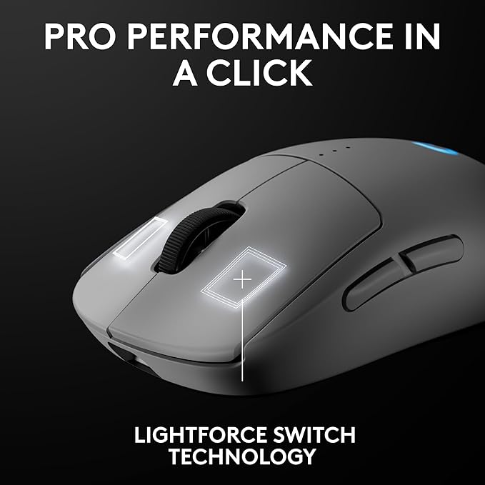 Logitech PRO 2 Lightspeed Wireless Gaming Mouse, White | Hero 2 Sensor, 44k DPI, 8 Programmable Buttons, LIGHTFORCE Switches, RGB Lighting, Lightweight, PC/Mac | with Signature Series Charging Dock