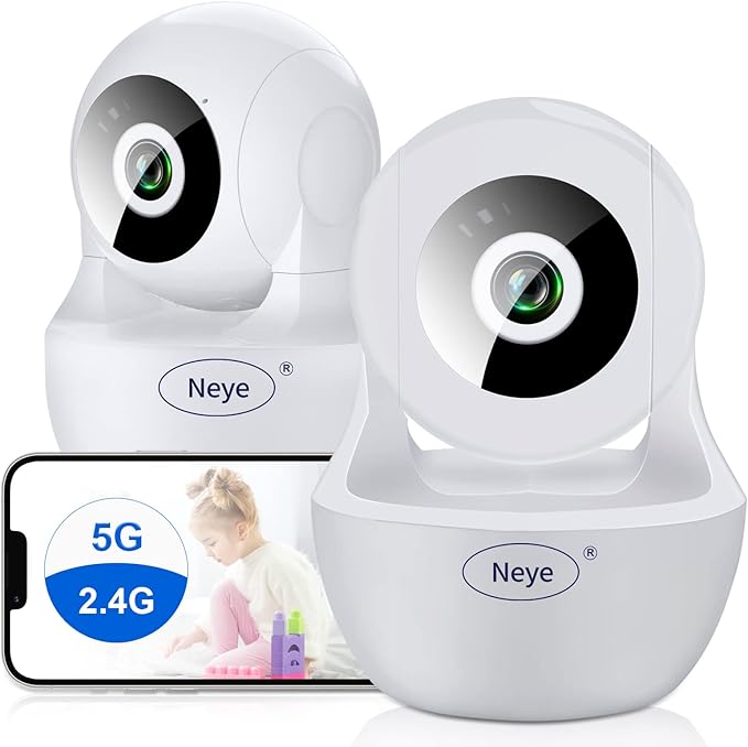 WiFi Security Home Camera，Baby Monitor Wireless IP Camera with Night Vision Two Way Audio Cloud Storage， Supports 5G WiFi，up to 128GB（White） Indoor Camera