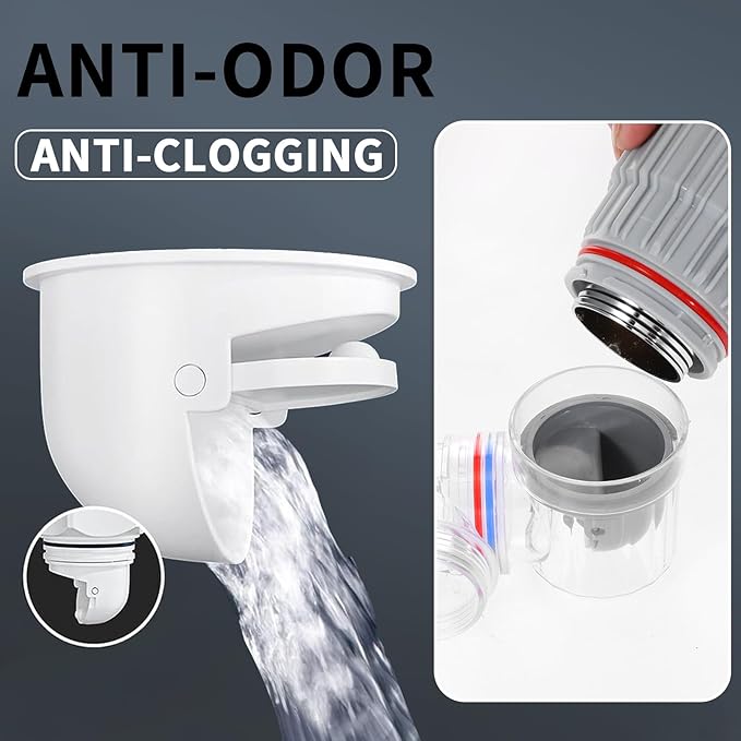 Bathroom Sink Pop-Up Drain Kit, Fits for 1-1/4'' & 1-1/2'' Drain Hole, Universal Use with or Without Overflow, Tool-Free Installation, with Anti-Clogging, Anti-Odor, Anti-Insect, Space-Saving Design