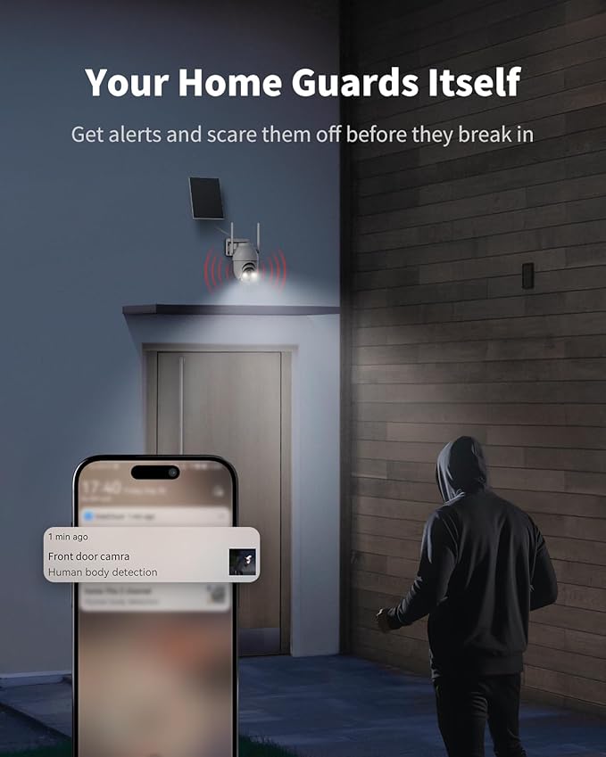 Aume Security Cameras Wireless Outdoor, Add-on Camera for Home Security System with 360° Panoramic View, Spotlight Night Vision, Able to Connect Homebase (not Included), No Subscription