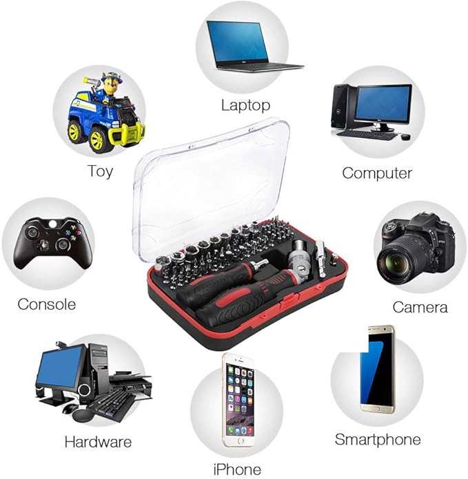 61 in 1 Magnetic Screwdriver Set, DIY Ratchet Screwdriver Set, Multi Bit Magnetic Drive Set with Detachable Ratchet Handle, Portable Compact Repair Tool Kit