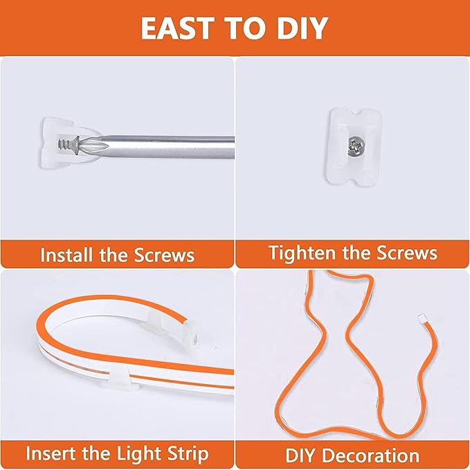 Lamomo LED Neon Lights, 16.4ft Orange Halloween Decorations 0.39In/Cut Neon Light Strip, 12V Flexible Waterproof LED Strip,Silicone Neon Rope Light for Indoor Outdoor Decor（Power Adapter not Included