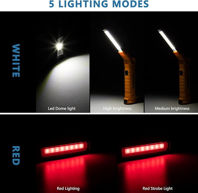 4 Pack WorkLights Tools for Mens Dad Gift,LED Rechargeable Magnetic Flashlights with Hook 360° Rotate 5 Modes Emergency Light for Mechanic, Automotive,Camping and Christmas Birthday Gift