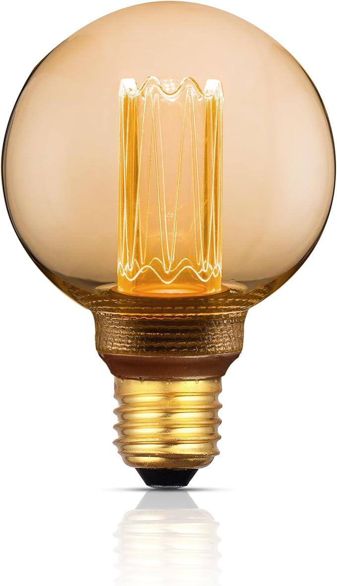 Globe Edison LED Light Bulb, Vintage Decorative Dimmable Bulb, Small Round Glass Cover, 3.5W Low Lumen Eye-Caring Soft Dim Lighting for Mood(Not Daylight White), E26 Medium Base, Amber RN G80