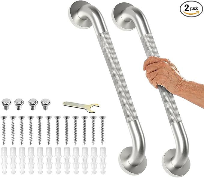 Grab Bars for Bathtubs and Showers 2 Pack 20'' Safety Grab Bar, Heavy Duty Shower Handle Bath Handrails for Seniors and Elderly, Bathroom Safety Grip